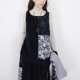 ブラックローズ刺繍とヴィンテージ・ダリアのパッチキャミ（セットアップ可）