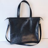 ◇新作◇本革トートバッグ◇本革◇ハンドメイド◇受注製作◇Lサイズ◇ファスナータイプ◇ブラック◇