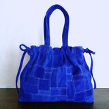 【一点物】ピッグスエードの巾着トート ロイヤルブルー