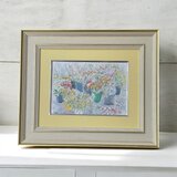 春を告げる店先(水彩画原画、額付き、フランス、パリ)