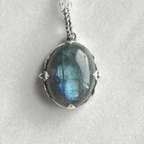 シルバーとラブラドライトのペンダント【hn188】