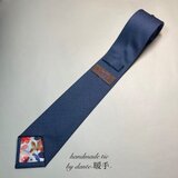 【受注製作】ブルー　ネイビー　無地　花柄　ネクタイ　プレゼント　ギフト【別途】名入れ　イニシャル　刺繍