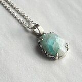 ブルーオパールのペンダント「波」【hn133】