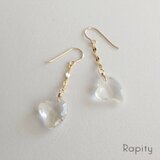 14kgf☆天然石クリスタル ハート型 ピアス