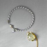 うさぎ色「まん丸うさぎ 白×灰」ブレスレット (260201-R-sirohai)