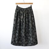 ★新作【即納】コーデュロイ ボタニカル シルエット ギャザースカート（ ブラック ）コール天