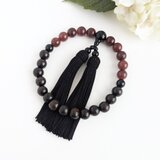 【男性用/主玉12mm】モスコバイトと黒檀・バイカラーの数珠・略式念珠/正絹漆黒房×オニキス