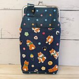 柴犬さんが可愛い和テイストながま口スマホポーチ