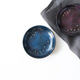 星かがやく夜の豆皿・青　【天然木・漆塗り】