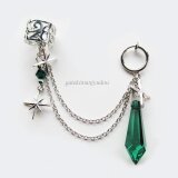 星と雫☆フープイヤリング&イヤーカフ/グリーン【ピアス等パーツ変更可】