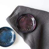 星かがやく夜の豆皿・紫　【天然木・漆塗り】