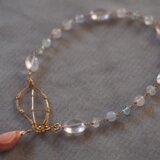 14kgインカローズと優しいカラージェムのブレスレットk14gf　リーフモチーフ　