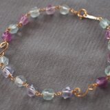 14kgf 多面カットで素敵なフローライトのブレスレット k14gf　優しい色合い