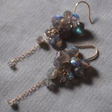 14kgf ラブラドライトたっぷり葡萄ピアス　k14gf　たわわ