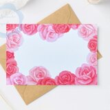 （68）ピンクの薔薇の花のリース　ポストカード　3枚セット