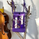 スマホポシェット（パープルの革＋着物生地のパッチワーク）01014-34