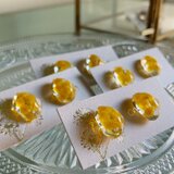 感謝とやさしさを、そっと耳元に。生花ミモザを閉じ込めた一粒レジンイヤリング／ピアス