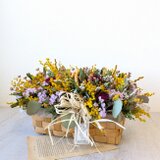 ミモザのスクエアバスケットアレンジ