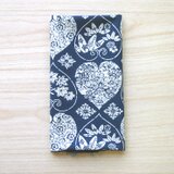 天然藍の型染め手拭い　  華葵