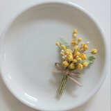 染め布花＊素敵なミモザの花束コサージュ