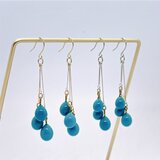 手づくりガラスの【雨だれピアス】ターコイズブルー　★金具変更OK　ドロップ　雫　しずく ★送料無料