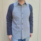 長袖播州織シャツ(グレー）袖部分七宝文様
