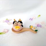 【受注制作】そっと寄り添うおひなさま＊桃モチーフ（スプーンシリーズ小）☆羊毛フェルト