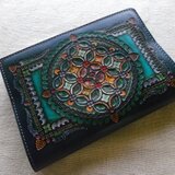 文庫サイズブックカバー 刻印、拭き染め 牛革