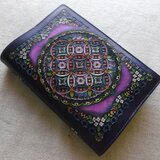 単行本サイズブックカバー  牛革　刻印＆拭き染め