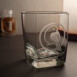 丸に振り向きシマエナガ　家紋風グラス