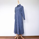 【完全一点物】マーメイドフレアワンピース（ネイビーストライプ）