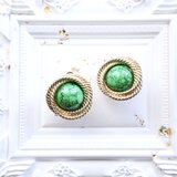 【フランス買付】 グリーンカボション イヤリング ＊Green Cabochon Earrings 1950s–1960s
