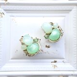 【 CORO】ミルキーグリーンヴィンテージイヤリング ＊VintageGreenEarrings 1990s