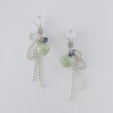 Silver925 極上カット プレナイトのリボンソフトタッチイヤリング［1088E_GR］