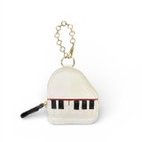 【本革・手縫い】手仕事のピアノポーチ（バッグチャーム）白いピアノ