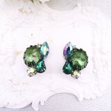【アメリカ買付】グリーンカボション × オーロライヤリング ＊Vintage Emerald Aura 1950s–1960s