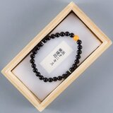 6mm  黒オニキス  蝋琥珀  ブレスレット  腕輪  数珠   京都   天然石   UDA228