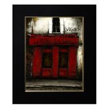 風景画　パリ　油絵「裏通りの本屋」