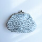 手織りオーバル型ポーチ〈blue round cross〉