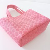 トートバッグ Mサイズ ピンク ペットボトルホルダー付き B5サイズ対応 輸入生地 おでかけ ドット柄 日常使い サブバッグ