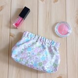 バネ口ポーチ　12cm口金　淡い花柄　ピンク　633
