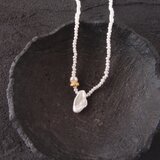 【K14gf】Petal Pearl Asymmetry Necklace／ペタルパール非対称ネックレス