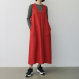 ジャンパースカート【送料込み】着物リメイクリ　レッド