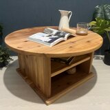 【送料無料】 ローテーブル 丸形 70cm 杉 ナチュラル 棚付き