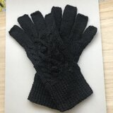 指抜き5本指のニット手袋– – –ブラック