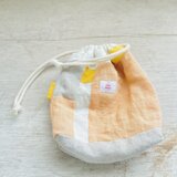 天日干しリネンの春いろ巾着