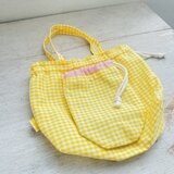 ギンガムチェックの巾着袋2枚セット