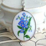 ヴィンテージ 勿忘草（40×30㎜）Silverカラーセッティング　ネックレス
