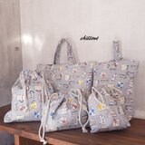 【ソフトリネン】入園バッグ５点セット：ティーカップ：スモ―キーブルー【0423】