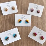 六角形のビーズピアス𓂃◌𓈒𓐍